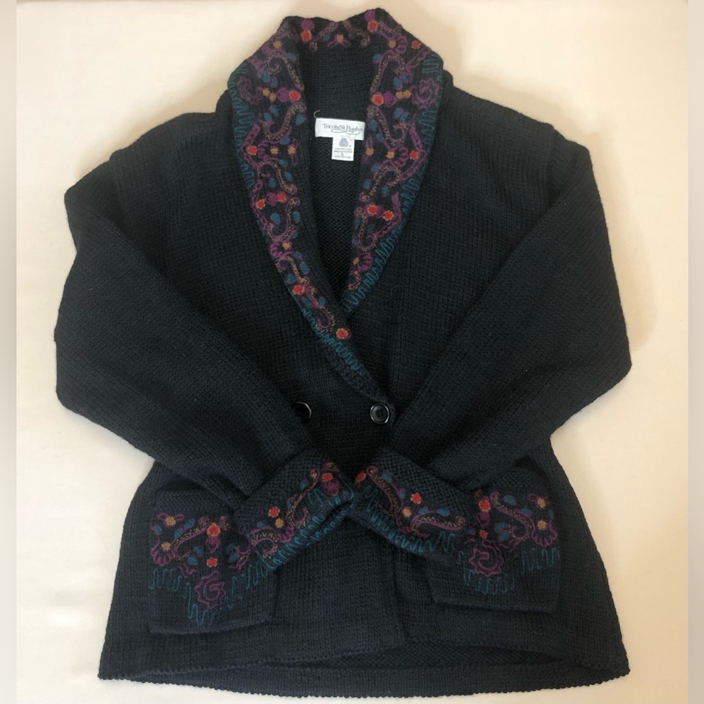 Tricots St. Raphael women’s pure new wool shawl cardigan sweater size large